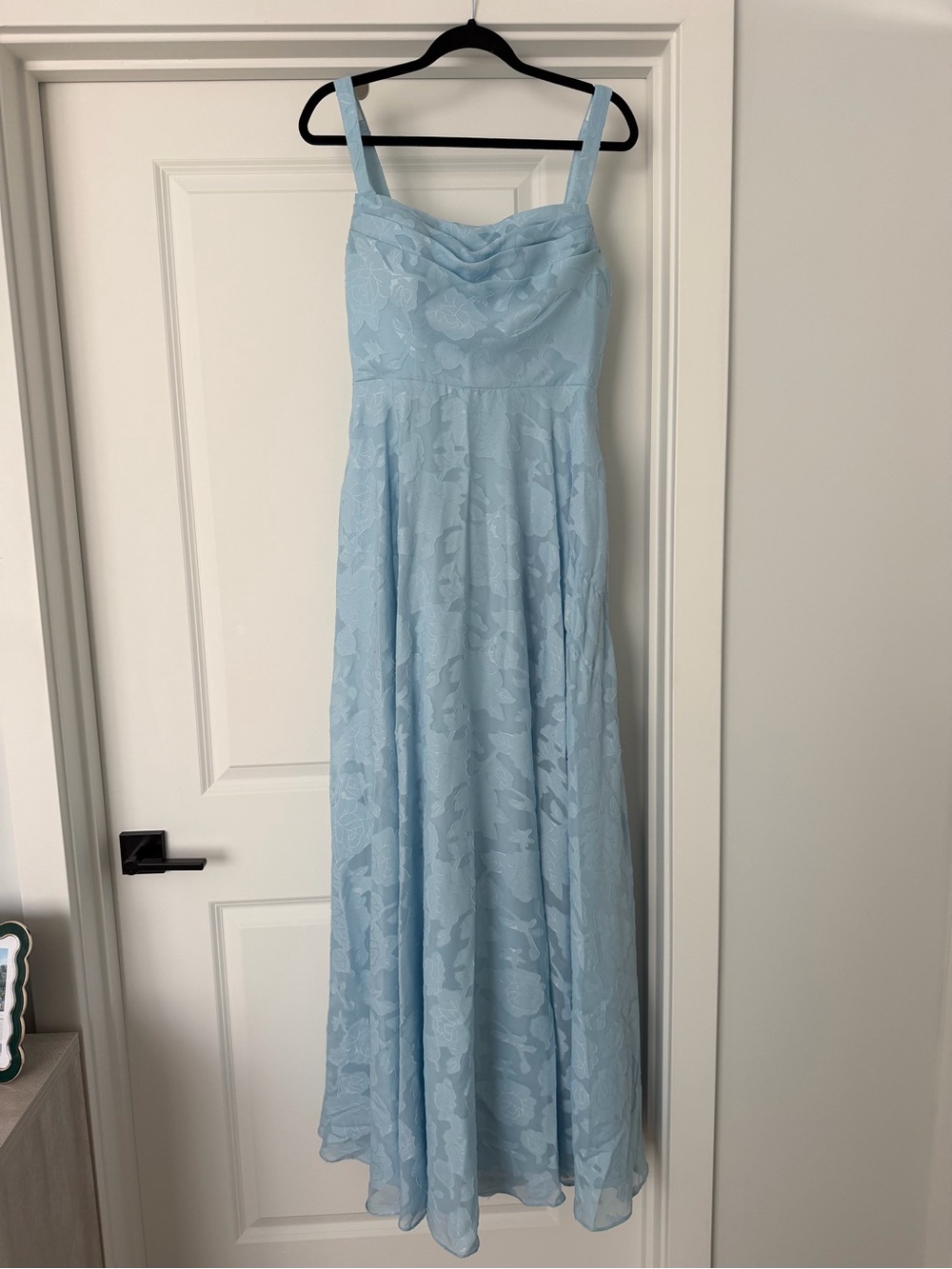 Azazie Bridesmaid Dress Size A8 Sky Blue Floral Burnout
